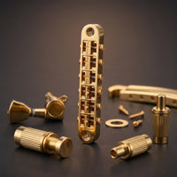 Guitar Hardware Kit Gold-Plated Guitar Bridge and Tuners Bridge Screws Replacement Tuner Screws Upgrade for Guitarists