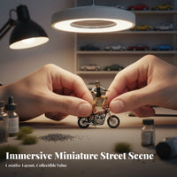 1:64 Motorcycle Motorcyclist Figure Hand-Painted 1:64 Scale Miniature Scene Person Retro Motorcyclist Figurine Highly Detailed