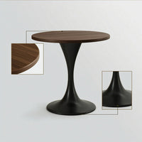 Round Pedestal Table Wood-Grain Round Table with Pedestal Base Mid-Period Modern Furniture for Small Living Room, Balcony