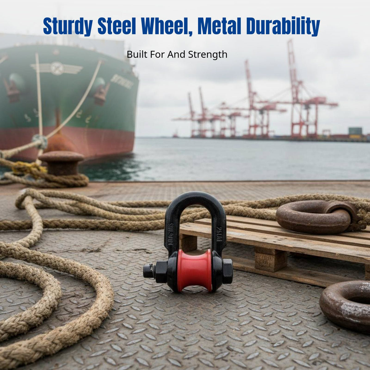 Marine Pulley Block, Heavy-Duty Shackle Wheel Pulley, U-Shaped Sheave for Wire Rope Lifting