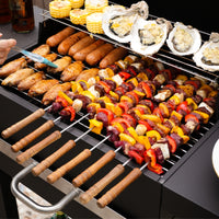 Outdoor Charcoal Grill with Side Shelves Wheeled Charcoal Grill with Side Shelf Portable Long-Lasting for Families