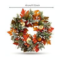 Maple Leaf Wreath Faux Wreath with Pumpkins Indoor Realistic for Entryway, Thanksgiving