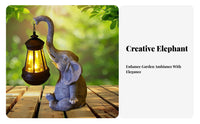 Waterproof Solar Elephant Garden Statue Auto On/deactivate Elephant Solar Light Lasting 8 Hours for Yard, Lawn, Patio