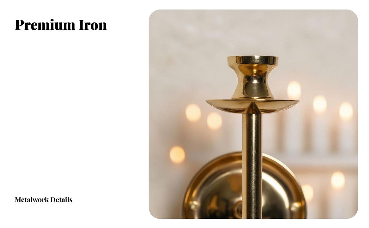 2 Pieces Wall Mounted Candle Holder Set Easy to Install Wall Mounted Candle Holder House Decoration Long-Lasting for Hallway