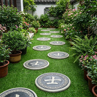 Large Stepping Stones, Concrete Steppers 44x44x5cm, Square Textured Garden Pavers, Weather-Resistant Patio Decor