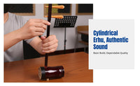Round Barrel Erhu, Chinese Bowed String Instrument, Suitable for Adults, Teens, Beginners, Practice, Complete Accessories