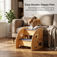 Pet Small Dogs, 40cm Height Dog Steps for Sofa Access, Density Board Construction, Non-Slip Carpeted Steps, Paw Cutout Design