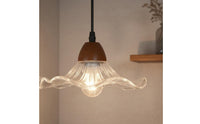 Adjustable Height Retro Design Hanging Light Lamp Long-Lasting Bedside Hanging Light Rustproof Wood Glass Hanging Lamp Flicker-without Flicker for Hallway