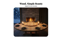 Round Wooden Dining Table Solid Wood Dining Table with Rotating Tray Annealed Glass Turntable Home Furniture for Homeowners, Event Hosts, Kitchen