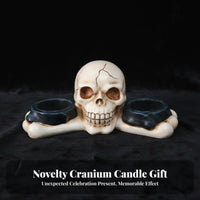 Spooky Design Skull Double Candle Holder Unique Gift Skeleton Candle Holder Realistic Feature S for Horror Fans, Adults, Themed Parties