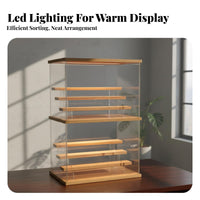 Clear Acrylic Display Box Space Saving Particles Proof Figurine Showcase Lighted Acrylic Display Box Easy Assembly for Desk