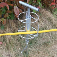 T-Handle Hose Guiding Stake Support Rings Hose Turning Tool Bent Base Silver Finish for Farm Spraying