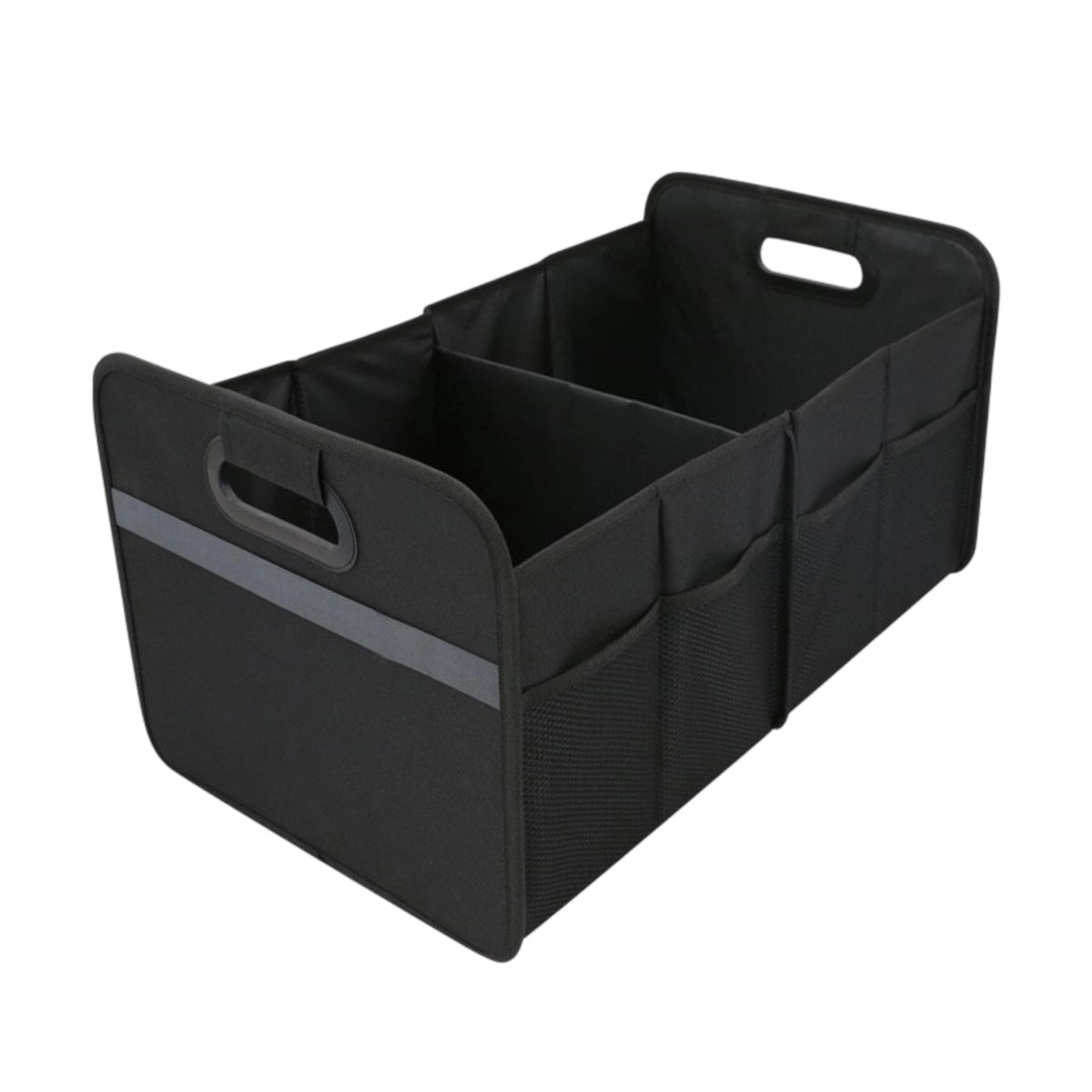 Reinforced Panels Foldable Trunk Organizer Side Pockets Car Trunk Storage Box Carry Handles Collapsible Car Organizer Stitched Seams