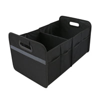 Reinforced Panels Foldable Trunk Organizer Side Pockets Car Trunk Storage Box Carry Handles Collapsible Car Organizer Stitched Seams