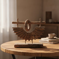 Wood Tabletop Sculpture Sculptural Wood Sculpture with Base Collectible