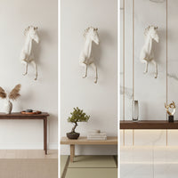 Horse Sculpture with Wall Mount off-Pale Horse Heads Wall Mount Creature Head Hanging Decoration for Living Room, Farmhouse