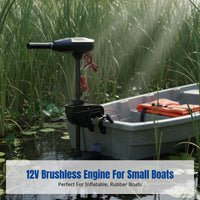 12V Brushless Electric Trolling Motor for Inflatable Boats, Outboard Propeller, Adjustable Mount, Multi-Speed Control