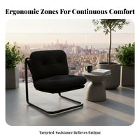 Floating Design Cantilever Armchair Thickly Padded Cushion Upholstered Armchair Thick Cushioning Lounge Chair Ergonomic Support for Home Inactiveice Workers, Students, Bedroom, Balcony, Nail Salon, Living Room
