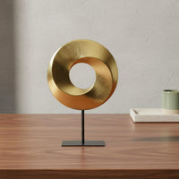 Geometric Tabletop Contemporary Design Abstract Metal Sculpture Gold Abstract Statue for Entryway