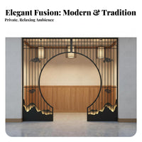 Moon Gate Privacy Screen Stable and Sturdy Chinese Partition Screen Divider Rust-Resistant Wrought Iron Booth Partition for Tea House Owners
