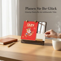 2026 Minimalist Desk Calendar with Wooden Stand and Mirror, Multifunctional Planner