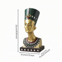 Nile Bust Golden Queen Bust Tabletop Nile Queen Figurine for History Buffs, Bookshelf, Office