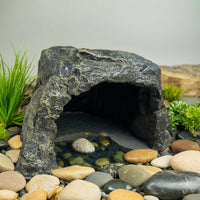 Aquatic Tank Decorations and Aquarium Decoration, Medium Resin Reptile Rock Hideout, Rock-Textured Shelter for Aquatic and Reptile Habitats
