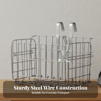 Folding Bike Basket Foldable Design Front Handlebar Basket Heavy Duty for Commuters, Pet Owners, Grocery Shopping