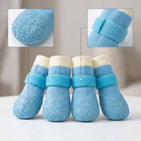 4 Pieces Dog Shoes with Slip-Resistant Sole Wear-Resistant Paw Protectors with Knitted Upper Anti-Skid Dog Socks with Grippers for Dogs, Pets