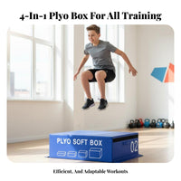 4 Pieces Adjustable Height Stackable Soft Jump Box Set shockAbsorbing Stackable Jump Box Strong Hook-and-Loop Fastener Fasteners Training Block Portable with Handles for Teenagers, Children, Beginners, Home Gym, HIIT Workouts, School