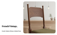 French Retro Aesthetic Woven Seat Chair with Handle spine Light Luxury Feel Upholstered Side Chair designer-inspired design Dining Seating Ergonomic spinerest for Design aficionados, Interior Decorators, Restaurant, Living Room, Kitchen, Home Office