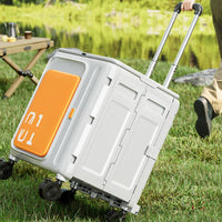 Folding Utility Cart with Lid Compact Foldable Rolling Crate Easy Storage Folding Cart with Lid for Journeyers