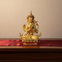 Tibetan Buddha Statue Intricate Intricacies Gold Plated Buddhist Figurine Gilded Alloy Buddha Decoration Colorfast Resistant