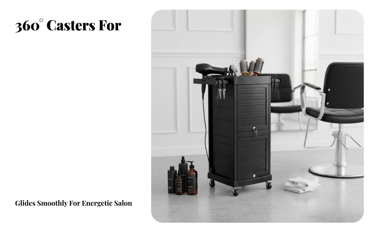 Lockable Locking Hairdressing Trolley Multiple Slide-out Drawers Multi-Drawer Beauty Trolley 4 Universal Wheels Salon Equipment Large Capacity for Hair Stylists, Cosmetology Students, Pet Groomers, Barbershop, Barber Shop, Spa, Home Use