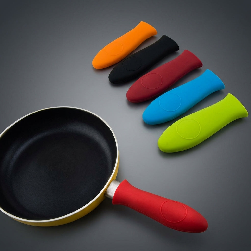 Frying Pans and Cast Iron Silicone Pan Handle Covers for Heat Protection, Soft Heat Protectors with Non Slip Grip, Flexible Resistant Sleeves