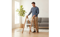 Step Ladder with Wide Pedals Reinforced Folding Step Ladder Compact Space-Saving for Homeowners, Kitchen, Pantry