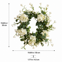 Hydrangea Door Wreath for Front Door, Artificial Matte Green with Berry Accents, Traditional Wall Decor, Low Maintenance All Year