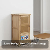 Retro design Rattan Door Cabinet Modern Design 2-Door Rattan Cupboard Multi-Purpose Sideboard Multifunctional for Apartment Dwellers, Homeowners, Families, Living Room, Entryway, Hallway, Bedroom