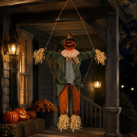 Light up Specter Swing Motion Swinging Specter Doll Creepy Sounds Sound Making Pumpkin Doll for Halloween Party, Porch