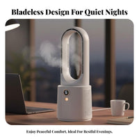Quiet Operation Bladeless Misting Fan Rechargeable Portable Humidifier Fan Powerful Airflow for Office Workers, Parents, Desk, Dorm Room, RV