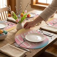 4 Pieces Easter Placemat Festive Design Round Easter Place Mat Decorative Round Table Mat for Easter, Party Hosts, Home Stylists, Family Gatherings