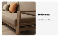 Nordic Design L-Shaped Wooden Frame Sofa Walnut Color Finish configurable Sofa with Storage Ottoman Fabric Upholstery Living Room Furniture Minimalist design aesthetic for Apartment Dwellers, Homeowners, Families, Home, Lounge Area
