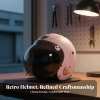 Retro 3C Certified 3/4 Shell Leather Helmet Four-Season for Women, Adults, City Commuting, Daily Travel, Motorcycling
