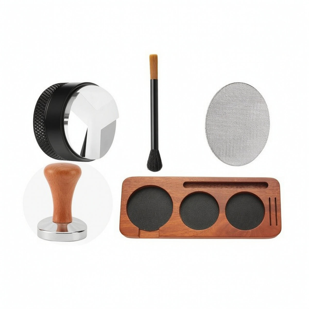 5 Pieces Espresso Accessories with Tools Anti-Slip Espresso Pressing Station Low-Clutter Holder for Home Baristas, Kitchen Countertops
