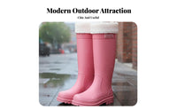 Drawstring Upper Rain Boots Non-Slip Sole women's Tall Rain Boots Fashionable women's Fashion Wellingtons for Adults, Commuters, Outdoor, Hiking