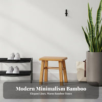Simple Design Square Slatted Stool space-efficient Size Footrest Space-Saving Indoor Furniture adaptable for Apartment Dwellers, Homeowners, Living Room, Bedroom, Entryway, Bathroom