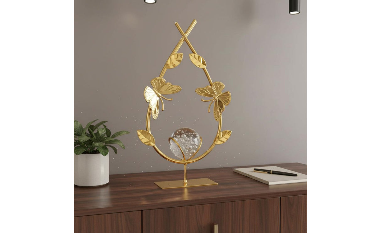 Desk Decor Elegant Luxury Desk Sculpture Modern Leaf Design Sculpture for Living Room