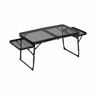 Foldable Folding Mesh Table with Side Racks Easy Assembly Portable Cook Station Lightweight Camping Furniture Sturdy Construction for Picnickers, Families, Tailgaters, Picnics, Barbecues, Tailgating, Backyard