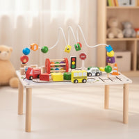 Tabletop Wooden Activity Table Fine Motor Educational Busy Board Table Sensory Wooden Activity Center Learning for Preschoolers