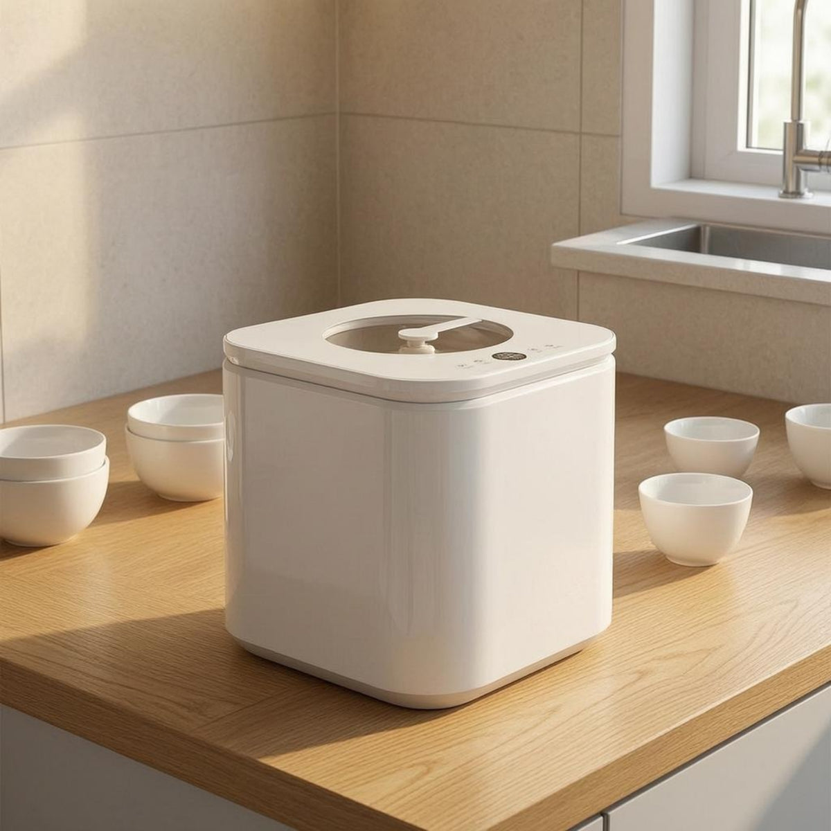 Tabletop Dishwasher Transparent Lid Dishwasher with Viewing Window Home Appliance Digital Display Symbol Buttons
